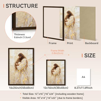 INJOLLY Wood Framed Jesus Embrace Woman Christian Wall Art 12x16 in - color: Woman, size: 16"L x 12"W