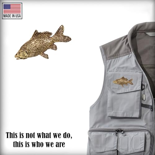 Carp Pin, Fish, Lapel, Fisherman, Fishing, Hat, Pins, Brooch, Brooches, Jewelry, Gift, Handmade in the USA, 200 Fish Designs Available. F077Z - color: Gold Plated