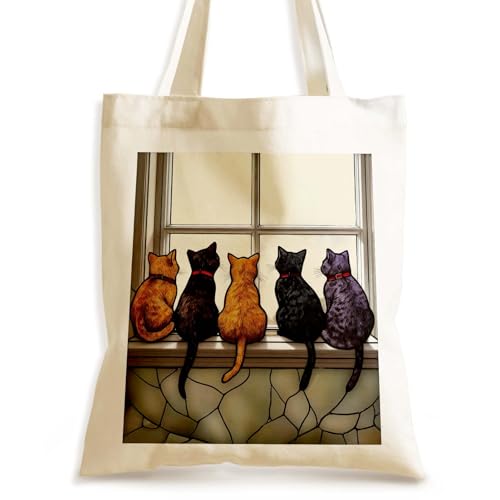 Aesthetics Canvas Tote Bag - Art Design Gift for Women, Reusable Purse Tote Bag with Inner Zip Pocket - style: Cat-02
