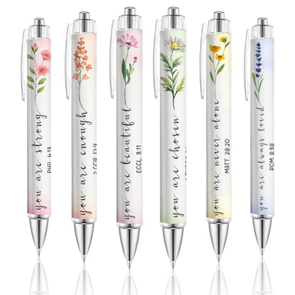 6Pcs Christian Pens for Women - Floral Bible Verse Ballpoint Pens with Inspirational Quotes, Religious Gifts for Women, Friend, Daughter and Church, Uplifting Office and School Supplies - style: Christian