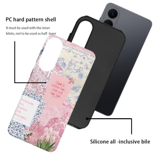 Compatible with Samsung Galaxy S25 Edge,2-in-1 Frosted Phone Cover Shockproof Case - Bible Verse Pink Tulip Flowers - color: Bible Verse Pink Tulip Flowers, size: Samsung Galaxy S25 Edge