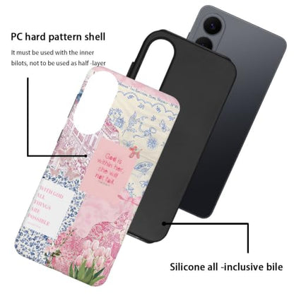 Compatible with Samsung Galaxy S25 Edge,2-in-1 Frosted Phone Cover Shockproof Case - Bible Verse Pink Tulip Flowers - color: Bible Verse Pink Tulip Flowers, size: Samsung Galaxy S25 Edge