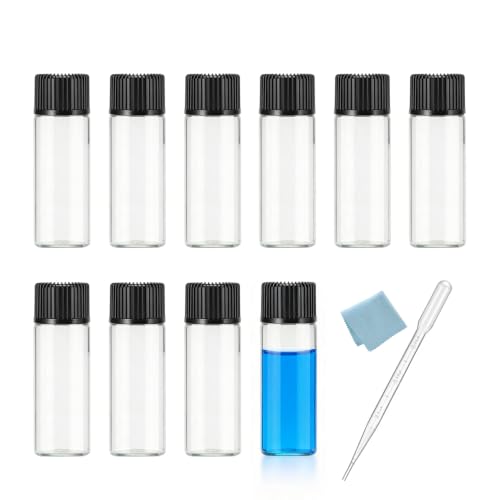 Elfenstall- 10pcs 5ml 1/6oz Vials Clear Glass Bottle with Orifice Reducer Black Caps Jars Portable For Travel Essential Oil Perfume Liquid Sample - color: Clear-10pcs