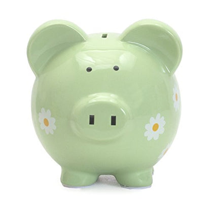 Child to Cherish Ceramic Piggy Bank for Girls, Daisy Green - color: Daisy Green
