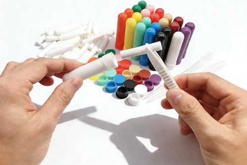 48 PCS Essential Oil Aromatherapy Blank Nasal Inhaler Tubes(Including 60 unscented wicks +3 Polyethylene Pipette Droppers +1Plastic tweezers)