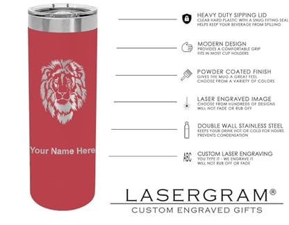 LaserGram Personalized 22oz Skinny Tumbler, Christian Cross (Maroon) - color: Maroon