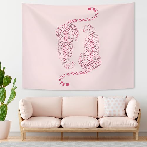KAIOUS Y2k Leopard Print Wall Hanging Tapestry, 50x58, Pink - color: Pink Leopard, size: 58"L x 50"W