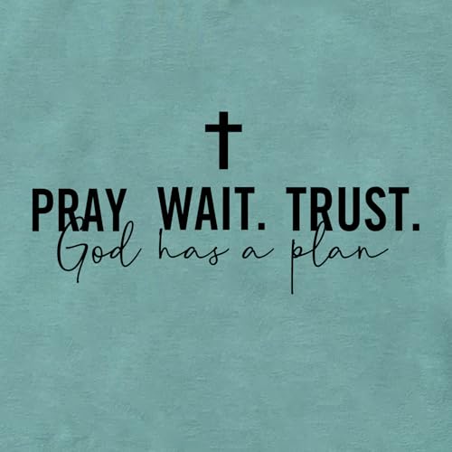LOOKFACE Women Pray Wait Trust Soft Tees Cute Graphic T Shirts - color: Light Green, size: X-Large