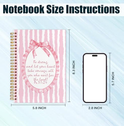 Pink Coquette Bow Christian Journal Notebook for Work Study, Prayer Journal for Women Girls, Preppy Bible Verse Scripture Ps.31:24 Spiral Notebook Office Supplies Gifts, 5.5x8.3 Inch - color: Pink Bible