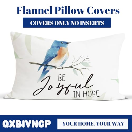 Christian Jesus Bird Throw Pillow Covers 12x20 Inch, Bible Verse - color: Be Joyful in Hope Romans 12:12