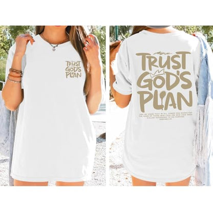 Christian Shirts for Women God Faith Shirt Jesus Oversized Religious Tees Bible Verse Tee Graphic Inspirational Tops - color: White, size: Large