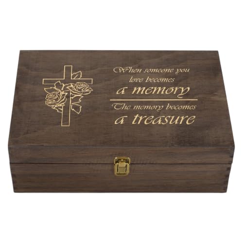 Memorial Engraved Wooden Keepsake Box, Memory Treasure Box with Inside Engraving, Sympathy Remembrance Gift Box for Photos, Letters, Mementos & Precious Memories, X-Large 14.15 x 9.5 x 4.5" - size: X-Large, style: Memorial