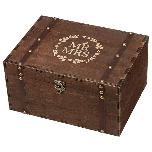 AW BRIDAL Large Mr and Mrs Wedding Keepsake Box with Lids, Engraved Wooden Storage and Decorative Box, Bridal Shower Gifts for Bride Bachelorette, Engagement Gift for Couples Newly Engaged - color: Large Mr & Mrs