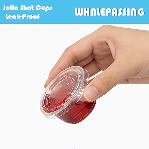 100 sets - 2 oz Jello Shot Cups With Lids,Clear Disposable Plastic with Lids,Souffle Cups, Salad Dressing Container, Airtight and Stackable