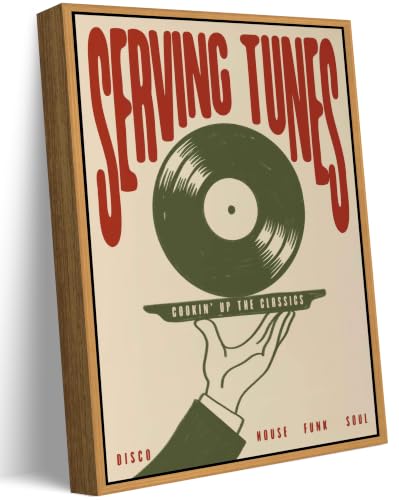 Floating Framed Funny Vinyl Record Canvas Wall Art, Vintage Abstract Music Print Poster, Minimalist Listening Lounge Decor, for Bar, Cafe, Kitchen, Dining Room, Restaurant, Home Decoration, 8x10in - color: Vinyl Record, size: 10"L x 8"W