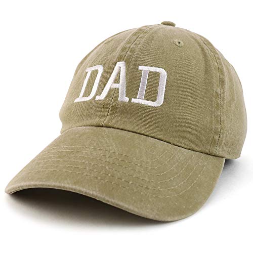Trendy Apparel Shop Dad Embroidered Pigment Dyed Low Profile Cotton Cap - color: Khaki