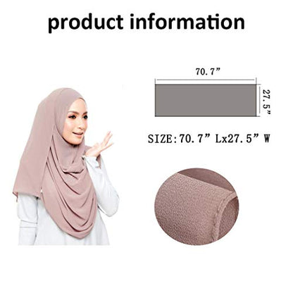 LMVERNA Solid Color Bubble Chiffon Scarf for Women Fashion Soft Hijab Long Scarfs Wrap Scarves - color: Light Khaki