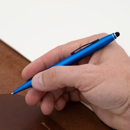 Cross Tech2 Personalized Ballpoint Pen in Metallic Blue with Stylus Tip - color: Metallic Blue