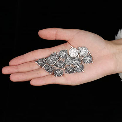 COTTVOTT St Benedict,Our Lady of Guadalupe Medal for DIY Jewelry Making,Virgin Mary Christ Jesus Rosary Center Connection Part - color: 30pcs-Round St. Benedict Medal