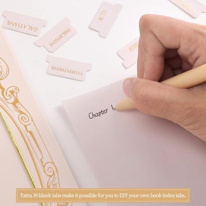 Laminated Bible Tabs for Women Men, Creamy, Gold Foil Embossed Lettering - style: Gold Foil Creamy