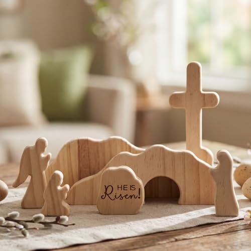 He is Risen Wooden Easter Resurrection Empty Tomb Set Christian Gifts