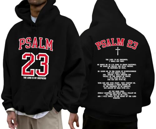 Tewmeu Christian Hoodies for Men Christian Jersey Bible Verse Sweatshirt - color: Black, size: Medium