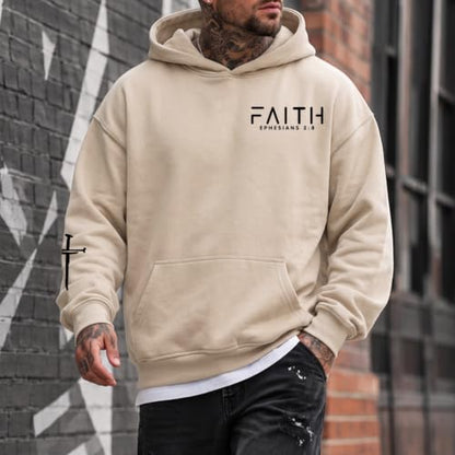 Christian Hoodies for Men Faith Cross Graphic Hoodie Jesus Fleece Sweatshirts Bible Verse Religious Pullover Tops - color: Apricot, size: Small