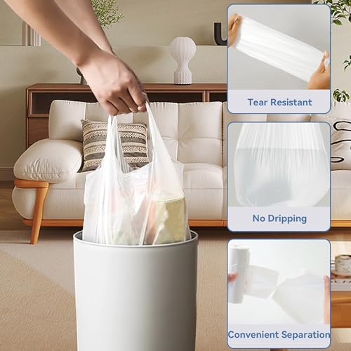 Waikas 4 Gallon Trash Bag with Handles, Pack of 80, Unscented Garbage Bags, Size 45 * 55cm, 4.15g/pcs, 1Mil Thickness, Unscented, Black - color: Black, size: 1 Count (Pack of 80)