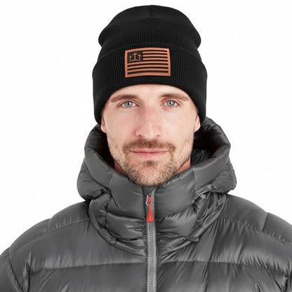 Christian Cross Beanie Hats for Men Women, Faith Winter Cuffed Hats, Religious Gifts for Thanksgiving Christmas New Years - color: Black, style: Three Cross Flag