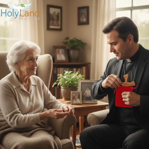 Holy Land Market Healing Cross, Handheld Palm Prayer Cross, Gift Box, Brown - color: Natural Wood