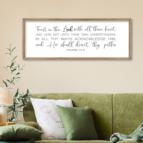 FZMHASLWW Christian Wall Art Proverbs 3:5-6, 32"×12", Wood - color: Proverbs 3:5-6 (Wood), size: 32"L x 12"W