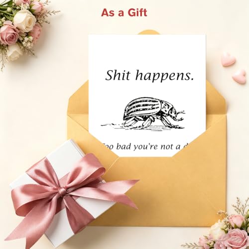 Funny Get Well Card for Friend, Sarcastic Sympathy Card, Dung Beetle Joke Card, Encouragement Card for Tough Times - color: WZ-08