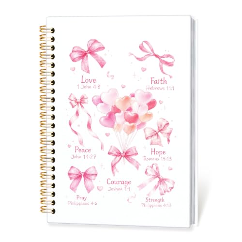 Cute Pink Bows Prayer Hardcover Spiral Notebook Journal for Women,A5 - color: bowknot Bible
