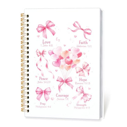Cute Pink Bows Prayer Hardcover Spiral Notebook Journal for Women,A5 - color: bowknot Bible
