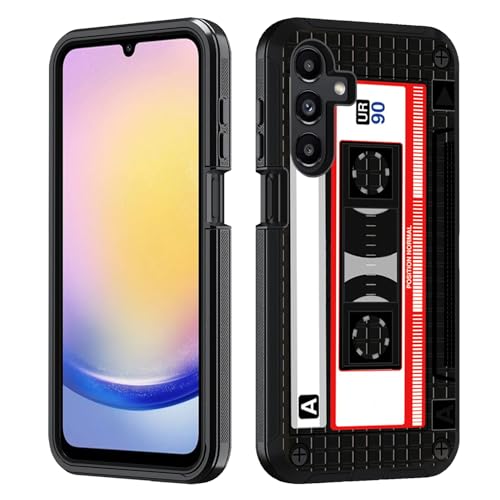 Designed Case for Samsung Galaxy A17 5G / A16 5G, Heavy Duty 3 in 1 Hybrid Hard PC & Soft Silicone [Military Grade] Shockproof Drop Protection Case, 90s Music Cassette - color: 90s Music Cassette, size: Galaxy A17 5G / A16 5G