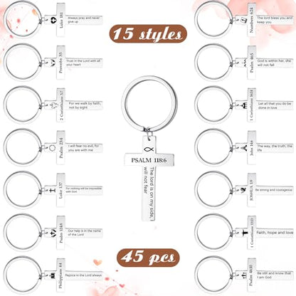 45 Pcs Christian Cross Keychain Bulk 15 Styles - color: Sliver, style: Bible