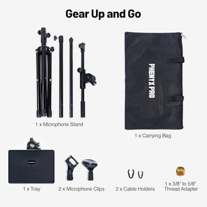 Phenyx Pro Adjustable Microphone Stand with Large Tray MA-S1