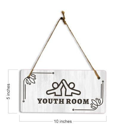 Youth Room 5x10 Hanging Plus Wall or Door Sign | Religious Rustic Wood Sign