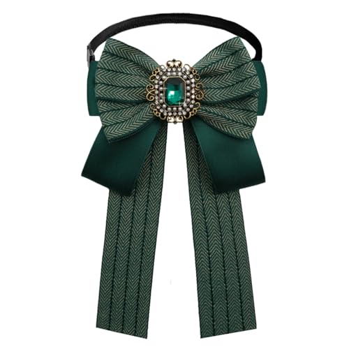 Womens Bow Tie Adjustable Rhinestone Bowtie for Women Ladies Girls Pre-tied Womens Tie for Shirt Suit Uniform - color: Green-strap