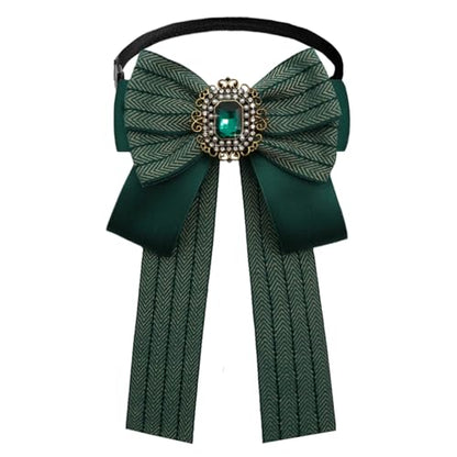 Womens Bow Tie Adjustable Rhinestone Bowtie for Women Ladies Girls Pre-tied Womens Tie for Shirt Suit Uniform - color: Green-strap