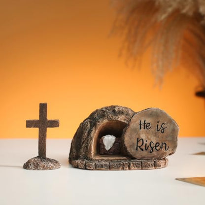 Empty Tomb with Cross Decorations - Nativity Scene Set He is Risen