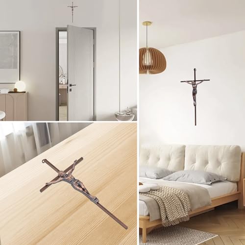 ACHIBANG 10" Crucifix Wall Cross – Antique Copper Catholic Jesus Wall Crucifix for Home or Over-the-Door Blessing - color: Antique Copper