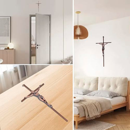 ACHIBANG 10" Crucifix Wall Cross – Antique Copper Catholic Jesus Wall Crucifix for Home or Over-the-Door Blessing - color: Antique Copper