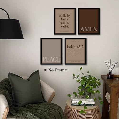 WEFKODO Scripture Christian Bible Verse Wall Art Brown Posters Prints - color: amen