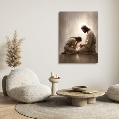 FASWQ Wrapped Canvas Jesus Comforting Woman Christian Wall Art 20x30 in - color: JesusConfession, size: 30"L x 20"W
