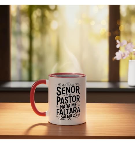 Spanish Christian With a Bible Verse Quote El Senor Es Mi Ceramic Mug, Red/White, 11oz - color: Red/White, size: 11 Ounces