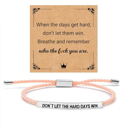 God is in Control Leather Bracelet, Stainless Steel Christian Faith Braided Engraved Bar Bracelets Self Worth Motivation Bracelet Inspirational Friendship Jewelry for Men Women - color: Don't Pink&Silver