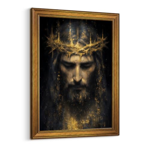 Framed Christian Canvas Wall Art Crown Portrait 12x16 for Living Room - color: Religion - 3, size: 12"L x 16"W