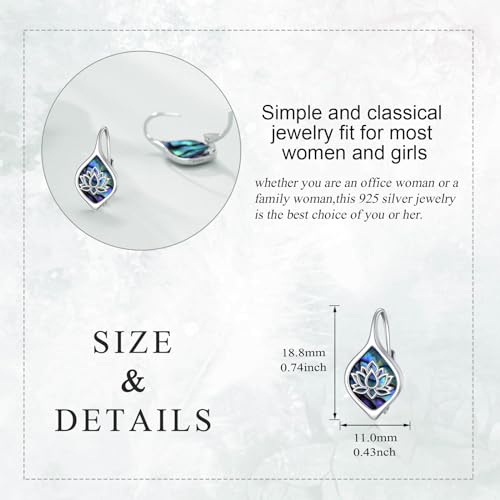 Celtic Trinity Knot Earrings for Women 925 Sterling Silver Triquetra Knot Leverback Abalone Shell Irish Jewelry Tree of Life Gift - style: lotus