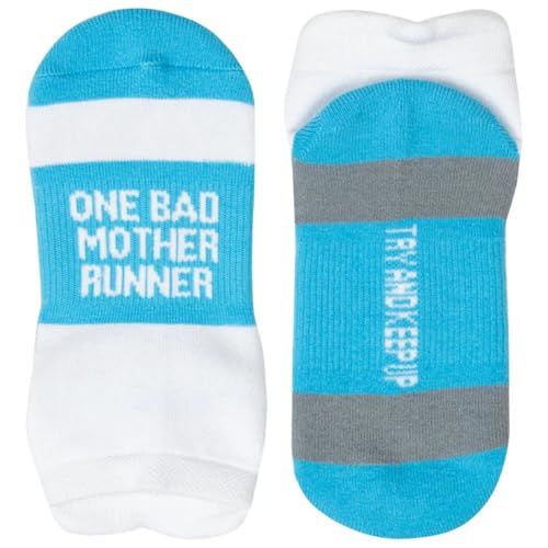 Gone For a Run Motivational Ankle Running Socks - Affirmation Runners Gifts - color: Mother Runner (Teal)